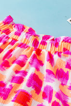 Load image into Gallery viewer, Green Abstract Print Button Back Ruffled High Neck Blouse