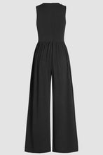 Load image into Gallery viewer, Black Cinched Waist Sleeveless Wide Leg Jumpsuit