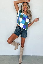 Load image into Gallery viewer, Grapefruit Orange Color Block Cap Sleeve Sweater