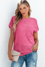Load image into Gallery viewer, Dusty Pink Lattice Textured Knit Short Sleeve Sweater