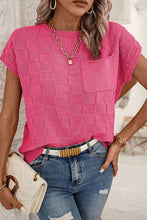 Load image into Gallery viewer, Dusty Pink Lattice Textured Knit Short Sleeve Sweater
