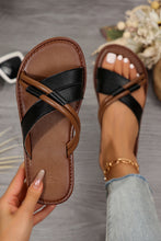 Load image into Gallery viewer, Black Criss Cross PU Leather Flat Slippers