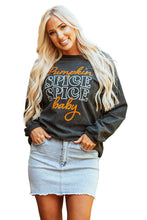 Load image into Gallery viewer, Dark Grey Halloween Pumpkin Spice Baby Graphic Textured Sweatshirt