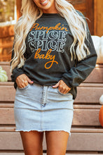 Load image into Gallery viewer, Dark Grey Halloween Pumpkin Spice Baby Graphic Textured Sweatshirt