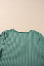 Load image into Gallery viewer, Beau Blue Ruffled Half Sleeve V Neck Textured Top