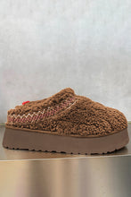 Load image into Gallery viewer, White Embroidered Sherpa Plush Thick Sole Winter Slippers