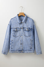 Load image into Gallery viewer, Beau Blue Vintage Washed Flap Pockets Denim Jacket