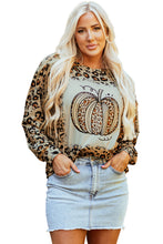 Load image into Gallery viewer, Brown Bleached Halloween Pumpkin Leopard Print Sweatshirt
