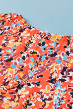 Load image into Gallery viewer, Orange Floral Printed Ruffle Sleeve Curvy Babydoll Blouse -PLUS