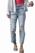Load image into Gallery viewer, Sky Blue Light Wash Frayed Slim Fit High Waist Jeans