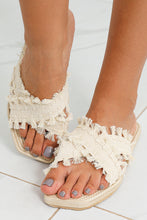 Load image into Gallery viewer, Beige Tassel Woven Crossed Straps Flat Slippers