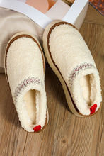Load image into Gallery viewer, White Embroidered Sherpa Plush Thick Sole Winter Slippers
