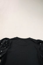Load image into Gallery viewer, Light Pink Rhinestone Pearl Puff Half Sleeve Top