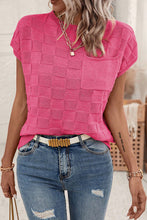 Load image into Gallery viewer, Dusty Pink Lattice Textured Knit Short Sleeve Sweater