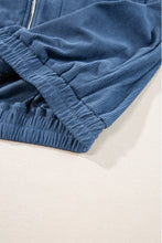 Load image into Gallery viewer, Real Teal Corduroy Drawstring Hooded Pocket Zip Up Jacket