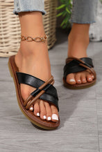 Load image into Gallery viewer, Black Criss Cross PU Leather Flat Slippers