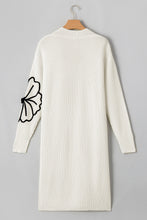 Load image into Gallery viewer, Beige Flower Embroidered Drop Shoulder Open Front Duster Cardigan