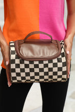 Load image into Gallery viewer, Black Checkered PU Leather Zipper Makeup Bag