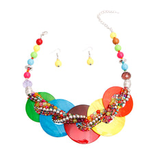 Load image into Gallery viewer, Bold Color Shell Disc Beaded Necklace