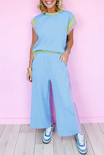 Load image into Gallery viewer, Strawberry Pink Color Block Detail Casual Two-piece Set