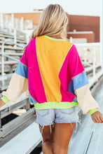 Load image into Gallery viewer, Dark Green Colorblock Patchwork Exposed Stitching Oversize Top