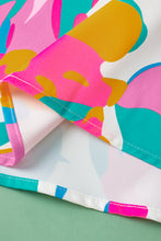 Load image into Gallery viewer, Multicolour Abstract Print Notched Neck Flutter Sleeve Blouse