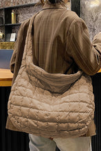 Load image into Gallery viewer, White Quilted Zipper Large Shoulder Bag