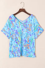 Load image into Gallery viewer, Sky Blue Loose Painted Floral Tee