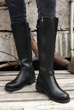 Load image into Gallery viewer, Black Side Zipper Knee High Chunky Low Heel Boots