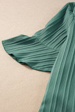 Load image into Gallery viewer, Beau Blue Ruffled Half Sleeve V Neck Textured Top