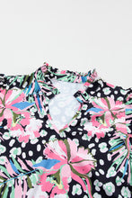 Load image into Gallery viewer, Pink Leopard Floral Ricrac Embellished Tiered Mini Dress