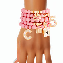 Load image into Gallery viewer, Matte Pink No. 5 Boutique Charm Bracelets