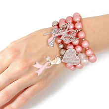 Load image into Gallery viewer, Breast Cancer Light Pink Pearl Angel 4 Pc Bracelets