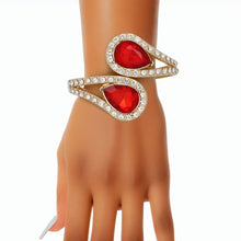 Load image into Gallery viewer, Cuff Brilliant Red Teardrop Crystal Bracelet