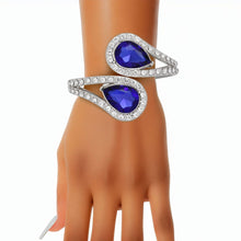Load image into Gallery viewer, Cuff Brilliant Blue Teardrop Crystal Bracelet