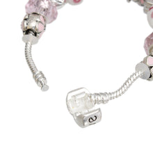 Load image into Gallery viewer, Breast Cancer Silver Hope Ribbon Charm Bracelet