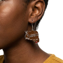 Load image into Gallery viewer, Silver Queen Raised Fist Fish Hook Earrings