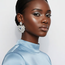 Load image into Gallery viewer, Stud Clear Crystal and Glass Heart Earrings