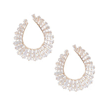 Load image into Gallery viewer, Stud Gold Baguette Crystal Teardrop Earrings Women