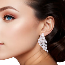 Load image into Gallery viewer, Stud Silver Baguette Crystal Wing Earrings Women