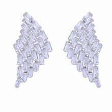 Load image into Gallery viewer, Stud Silver Baguette Crystal Wing Earrings Women