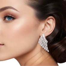 Load image into Gallery viewer, Stud Silver Baguette Crystal Wing Earrings Women