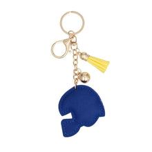 Load image into Gallery viewer, Keychain Blue Yellow Football Helmet Bag Charm