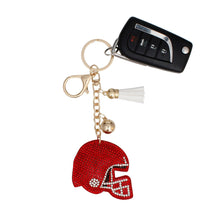 Load image into Gallery viewer, Keychain Red White Football Helmet Bag Charm