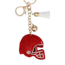Load image into Gallery viewer, Keychain Red White Football Helmet Bag Charm