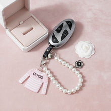 Load image into Gallery viewer, Keychain Pink White Stripe COCO Shirt Pearl Clip