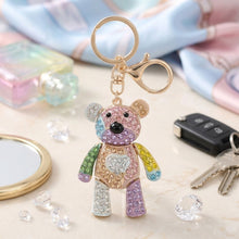 Load image into Gallery viewer, Keychain Colorful Rhinestone Teddy Bear Bag Clip