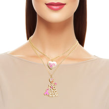 Load image into Gallery viewer, Breast Cancer Gold Chain 2 Pcs Pink Ribbon Pendants