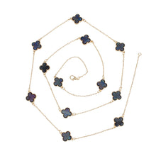 Load image into Gallery viewer, Long Necklace Gray Black Quatrefoil 12 Motifs