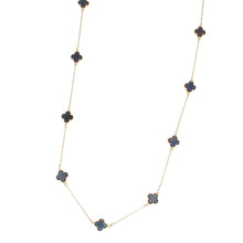 Load image into Gallery viewer, Long Necklace Gray Black Quatrefoil 12 Motifs